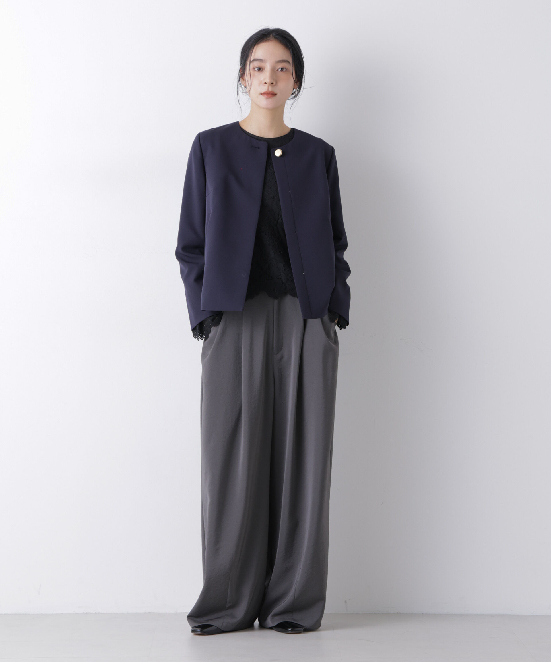 nano･universe「デイリーファンクション ノーカラージャケット(セットアップ可)」|テーラードジャケット|