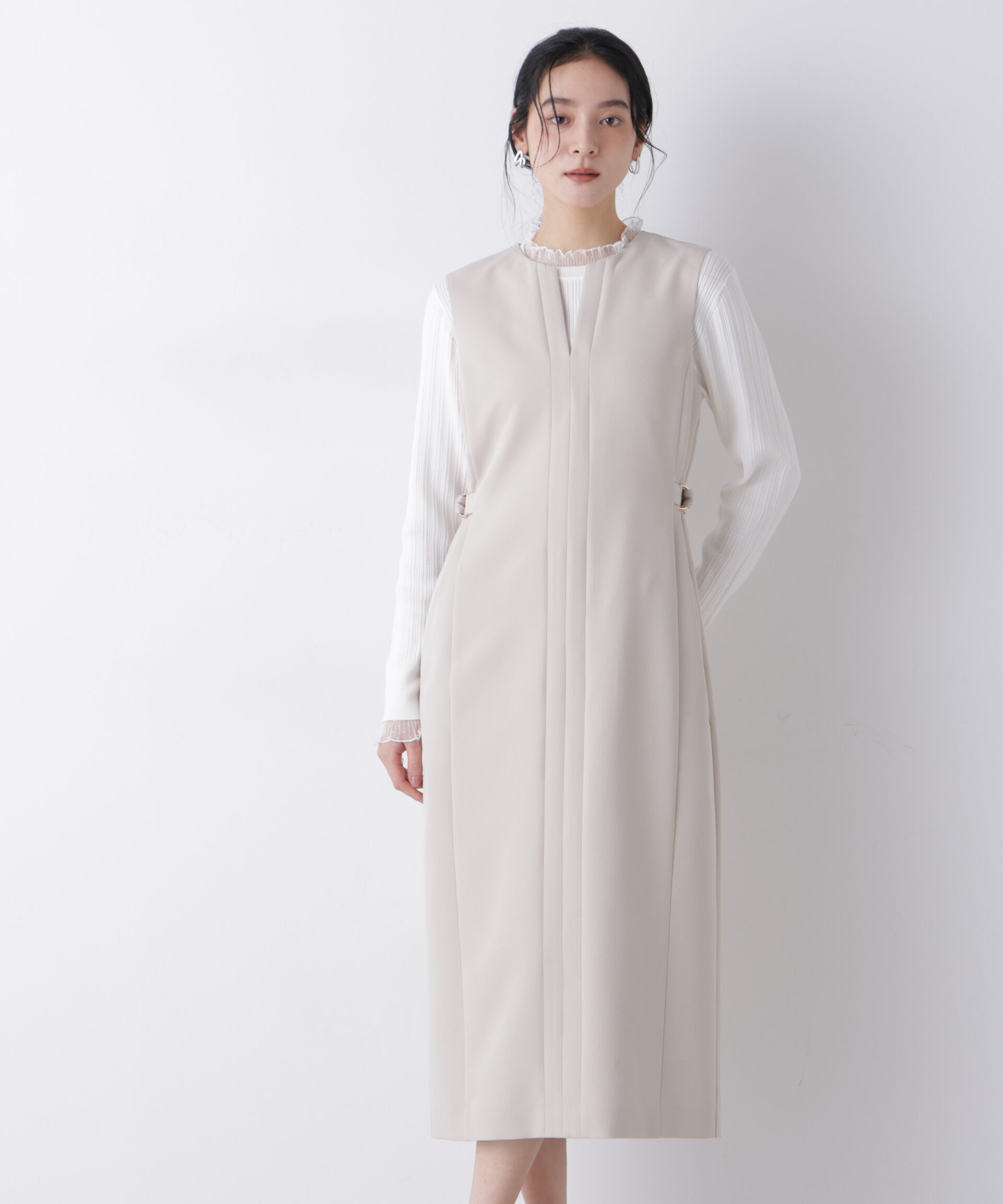 nano･universe「デイリーファンクション サイドベルトキーネックワンピース(セットアップ可)」|ワンピース|