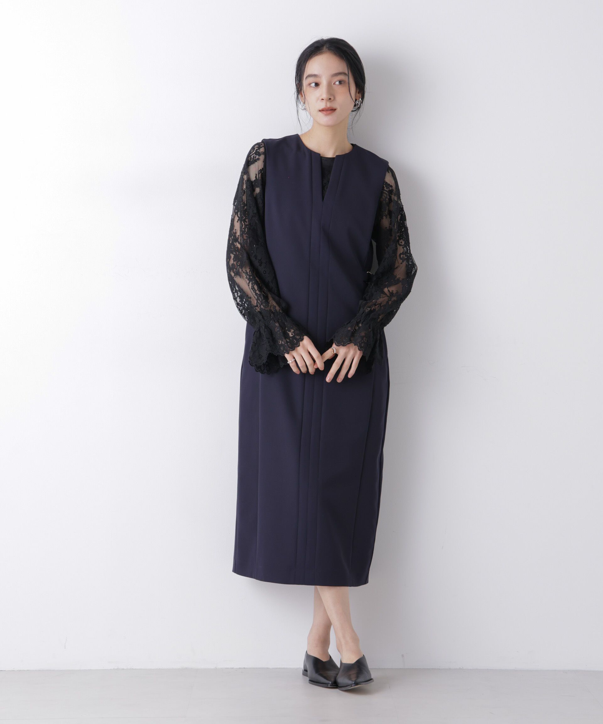 nano･universe「デイリーファンクション サイドベルトキーネックワンピース(セットアップ可)」|ワンピース|