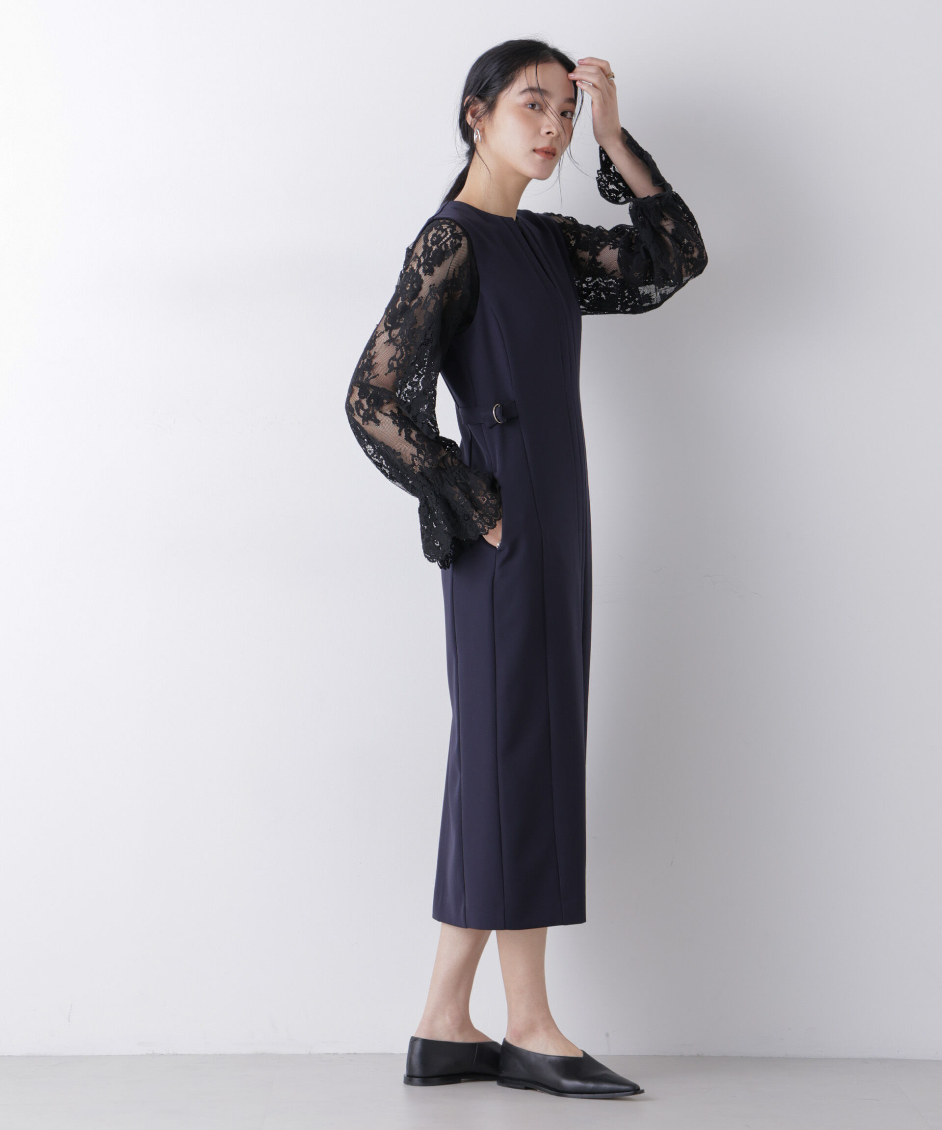 nano･universe「デイリーファンクション サイドベルトキーネックワンピース(セットアップ可)」|ワンピース|