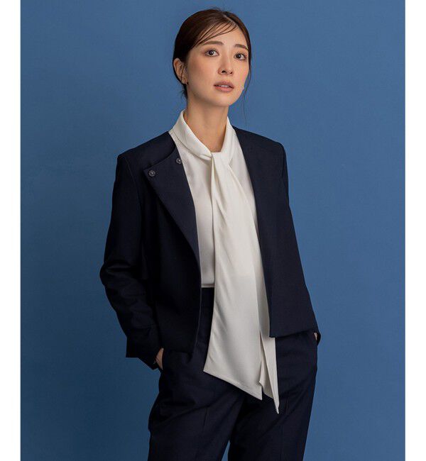 組曲「【KUMIKYOKU NAVY】ウーステッドライトトロ ジャケット」|ノーカラージャケット|ネイビー系