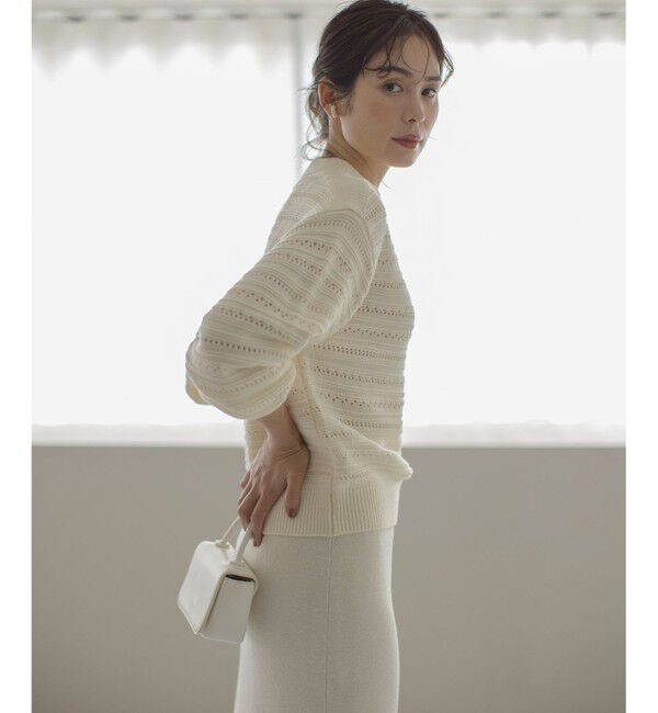 組曲「【WEB限定カラーあり】透かし編みバルキーボーダー柄ニット」|ニット・セーター|