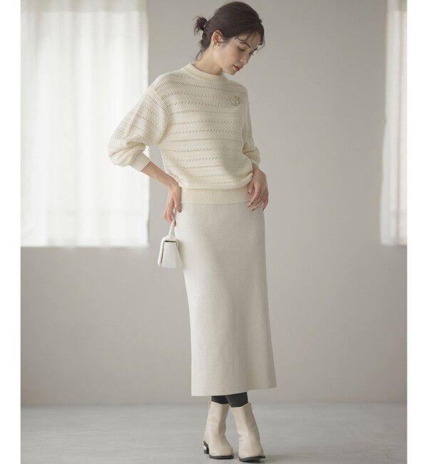 組曲「【WEB限定カラーあり】透かし編みバルキーボーダー柄ニット」|ニット・セーター|