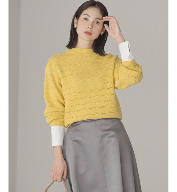 組曲「【WEB限定カラーあり】透かし編みバルキーボーダー柄ニット」|ニット・セーター|
