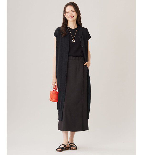 自由区「【カタログ掲載・洗える】ペーパーブレンドニット ジレ」|ベスト・ジレ|ブラック