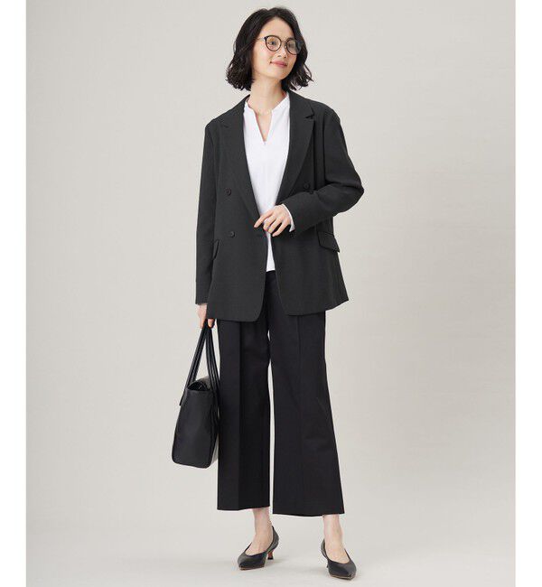 自由区「【UVカット・接触冷感・洗える】コットンサテンクロップド丈ワイドストレート パンツ」|その他|