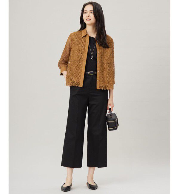 自由区「【UVカット・接触冷感・洗える】コットンサテンクロップド丈ワイドストレート パンツ」|その他|