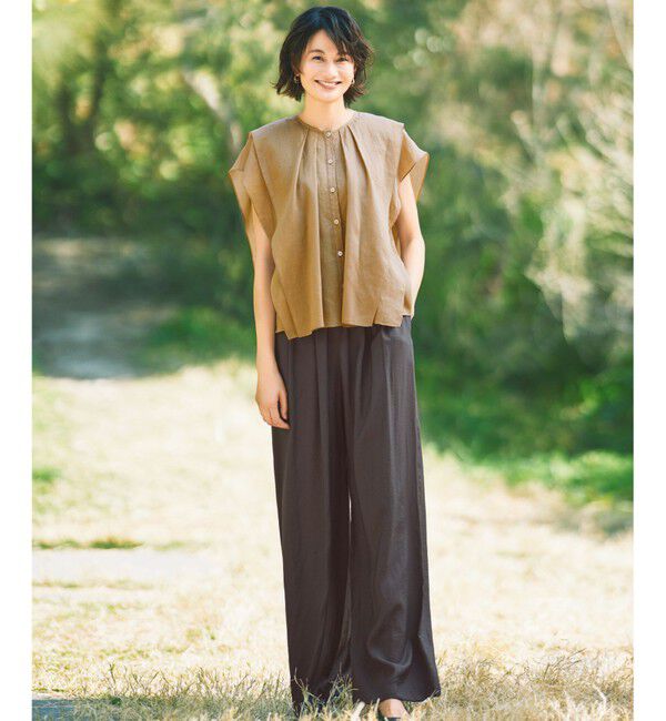 自由区「【カタログ掲載・接触冷感・洗える】シアーラミーローンフリル ブラウス」|シャツ・ブラウス|