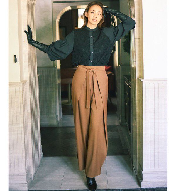 自由区「【SHIHOさん着用】レースブロッキング ブラウス」|シャツ・ブラウス|ブラック