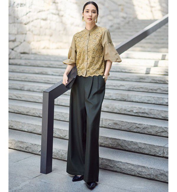 自由区「【SHIHOさん着用】レースブロッキング ブラウス」|シャツ・ブラウス|