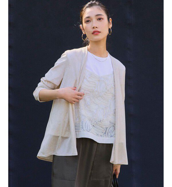 23区「【新色追加/UVケア/接触冷感】マルチ機能 シアー ショート カーディガン」|カーディガン|ベージュ系