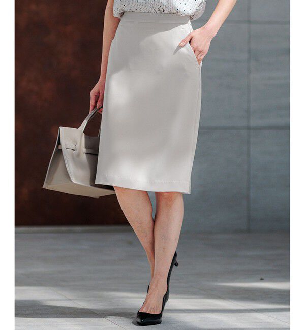 23区「【セットアップ対応/洗える】ドライツイル タイトスカート」|スカート|ベージュ系