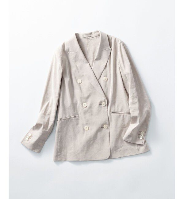 23区「【洗える】リネンレーヨンストレッチ ダブル ジャケット」|テーラードジャケット|