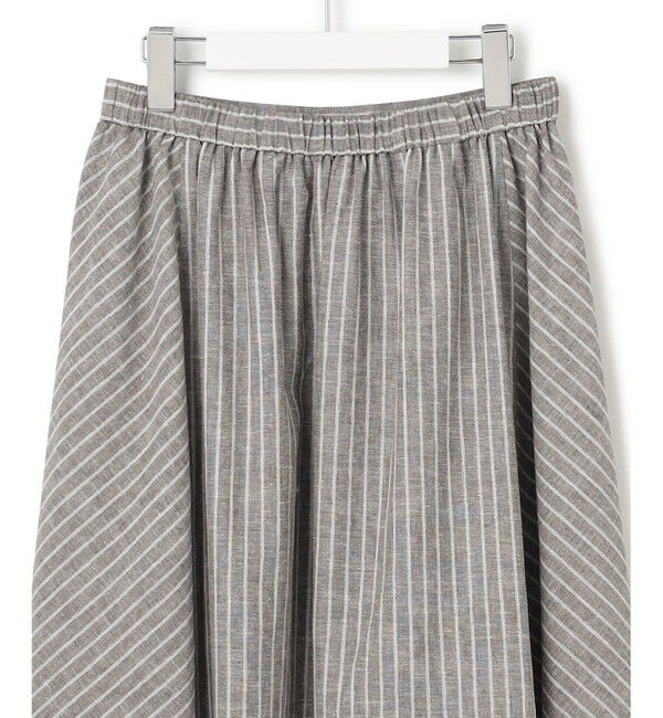 23区「【洗える】リネンコットンストライプ ギャザー スカート」|スカート|