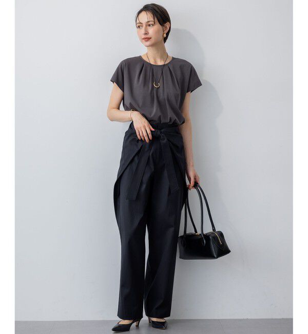 23区「【接触冷感/洗える】ツイストコットンプレーティング タックデザイン カットソー」|Tシャツ・カットソー|