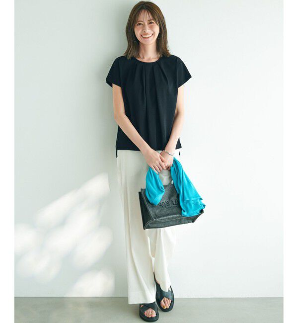 23区「【接触冷感/洗える】ツイストコットンプレーティング タックデザイン カットソー」|Tシャツ・カットソー|