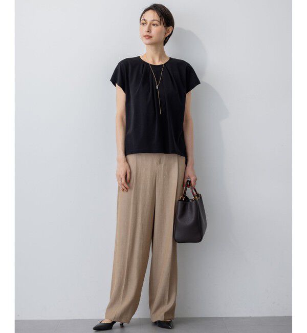 23区「【接触冷感/洗える】ツイストコットンプレーティング タックデザイン カットソー」|Tシャツ・カットソー|