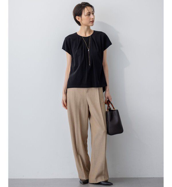 23区「【接触冷感/洗える】ツイストコットンプレーティング タックデザイン カットソー」|Tシャツ・カットソー|