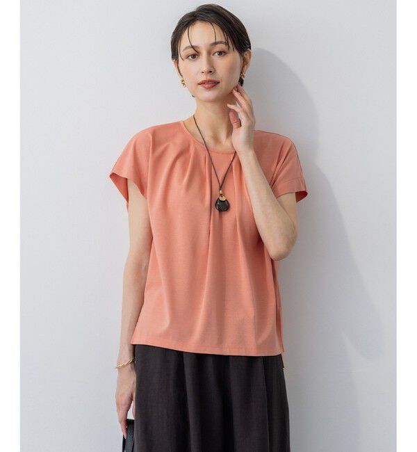 23区「【接触冷感/洗える】ツイストコットンプレーティング タックデザイン カットソー」|Tシャツ・カットソー|ｱﾌﾟﾘｺｯ