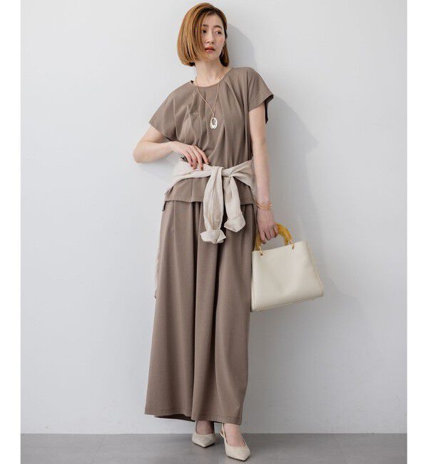 23区「【接触冷感/洗える】ツイストコットンプレーティング タックデザイン カットソー」|Tシャツ・カットソー|