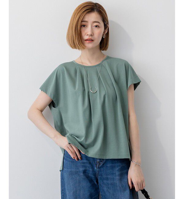 23区「【接触冷感/洗える】ツイストコットンプレーティング タックデザイン カットソー」|Tシャツ・カットソー|ﾓｽｸﾞﾘｰ