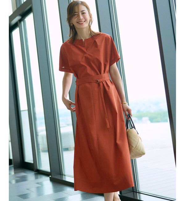 23区「【一部店舗限定/UVカット/洗える】タイプライター サック風 ワンピース」|ワンピース|テラコッタ系