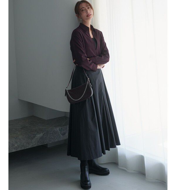 23区「【洗える】ナイロンコットンポプリン タック スカート」|スカート|