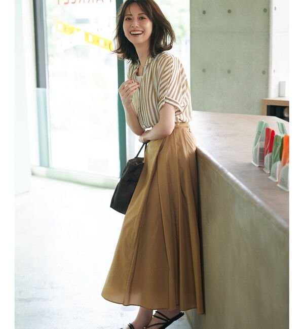 23区「【洗える】ナイロンコットンポプリン タック スカート」|スカート|