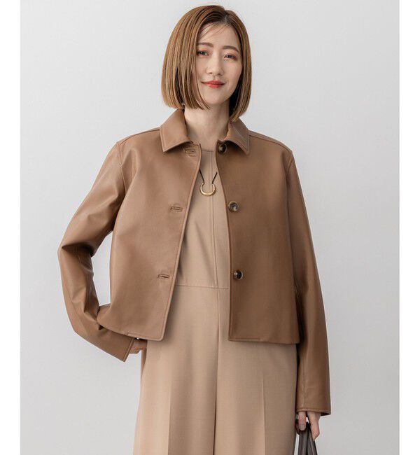 23区「ラムレザー ステンカラー ジャケット」|その他|キャメル系