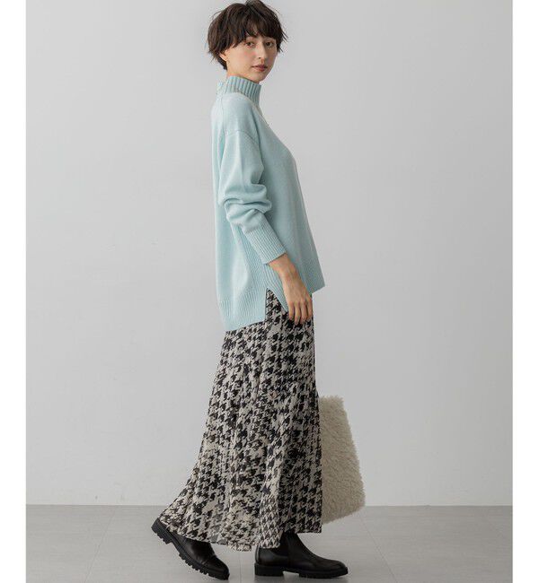 23区「【洗える】ハウンドトゥースアートプリント ギャザー スカート」|スカート|