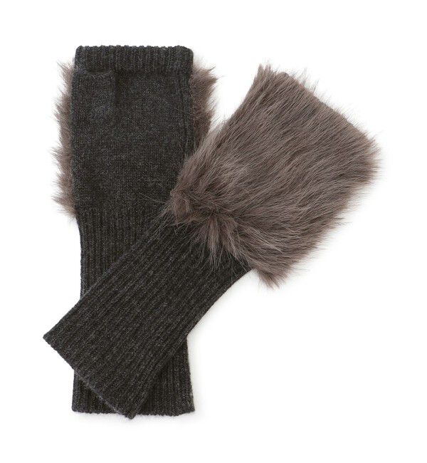 23区「【見上愛さん着用】フェイクファー ニット グローブ」|手袋|グレー系