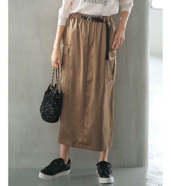 any SiS「【WEB・一部店舗限定】サテンカーゴ スカート」|スカート|ｶｰｷﾌﾞﾗ