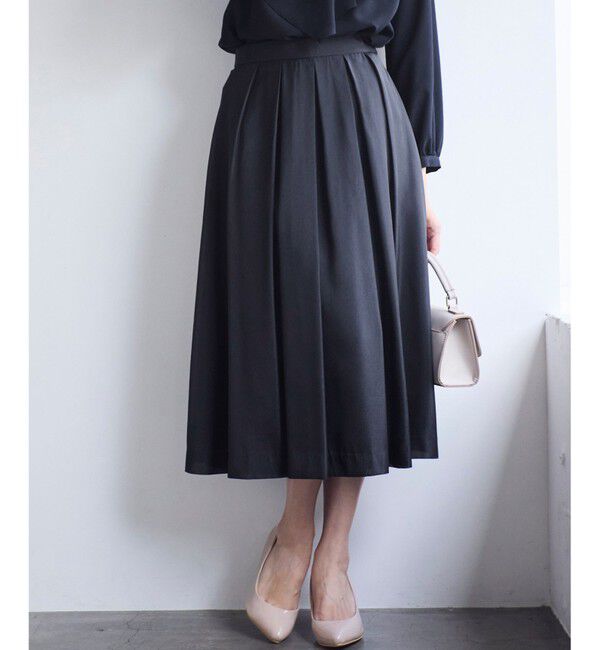 ANY SIS「【洗える】シャイニータック スカート」|スカート|ネイビー