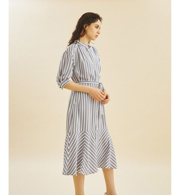  「リネンタッチストライプワンピース」|ワンピース|