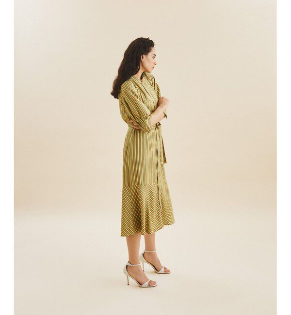  「リネンタッチストライプワンピース」|ワンピース|