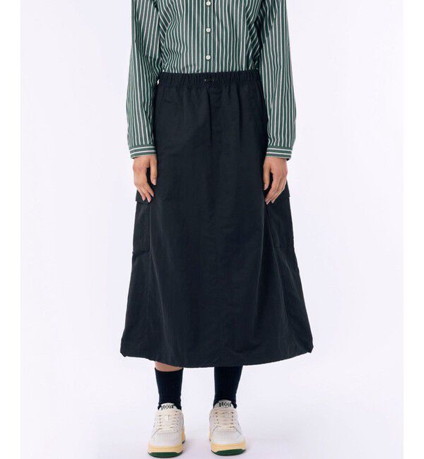 LACOSTE「微起毛素材 撥水ナイロンカーゴスカート」|スカート|ブラック