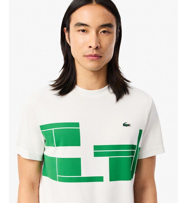 LACOSTE「UPF50＋ UVカット 『ノバク・ジョコビッチ』コートプリント ウルトラドライ 半袖Tシャツ」|Tシャツ・カットソー|