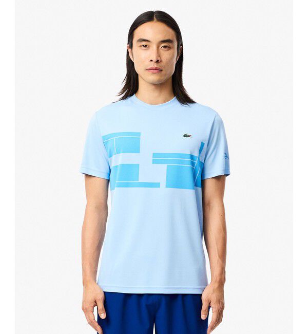LACOSTE「UPF50＋ UVカット 『ノバク・ジョコビッチ』コートプリント ウルトラドライ 半袖Tシャツ」|Tシャツ・カットソー|ライトブルー