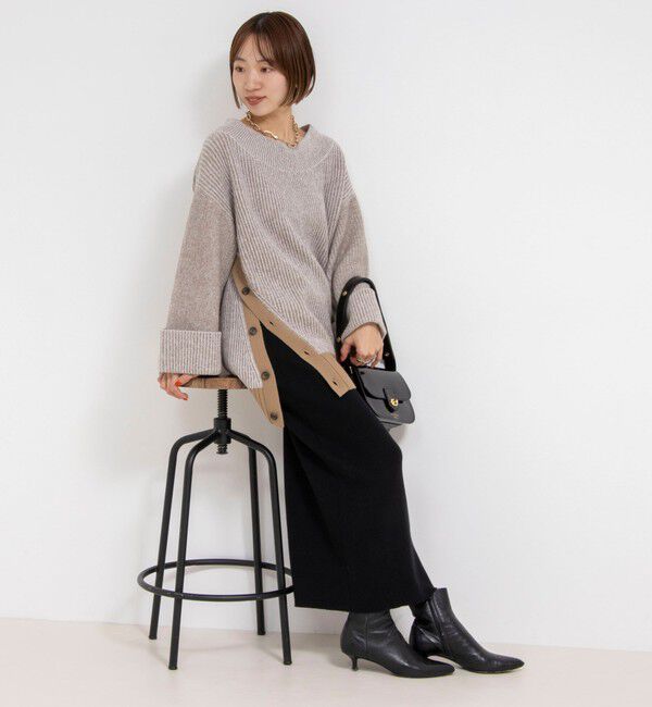 Rie Miller「ロールアップスリーブ両畦プルオーバー」|ニット・セーター|