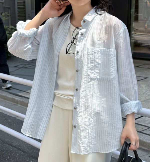 fredy emue「ストライプシアーシャツ」|シャツ・ブラウス|ブルー系その他