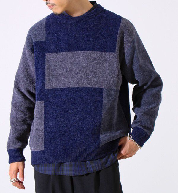 GLOSTER「【GLOSTER/グロスター】モールブロッキング ニットプルオーバー」|ニット・セーター|