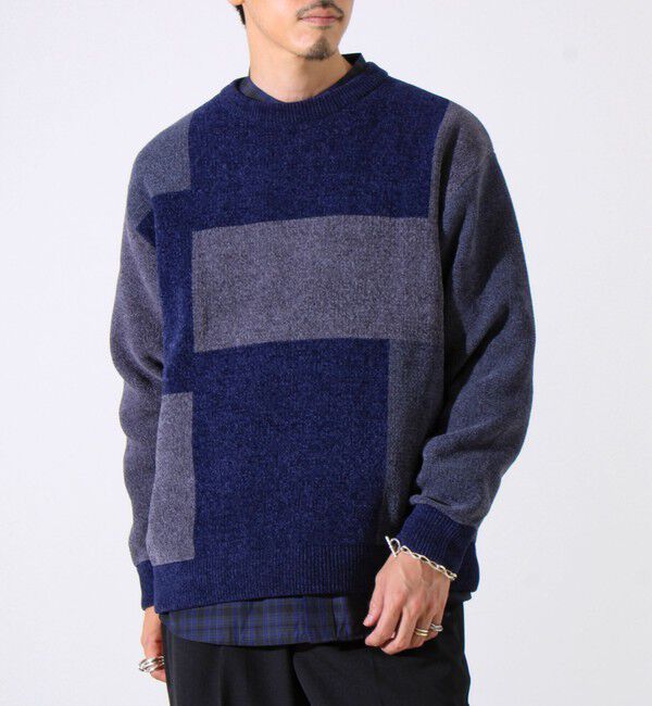 GLOSTER「【GLOSTER/グロスター】モールブロッキング ニットプルオーバー」|ニット・セーター|