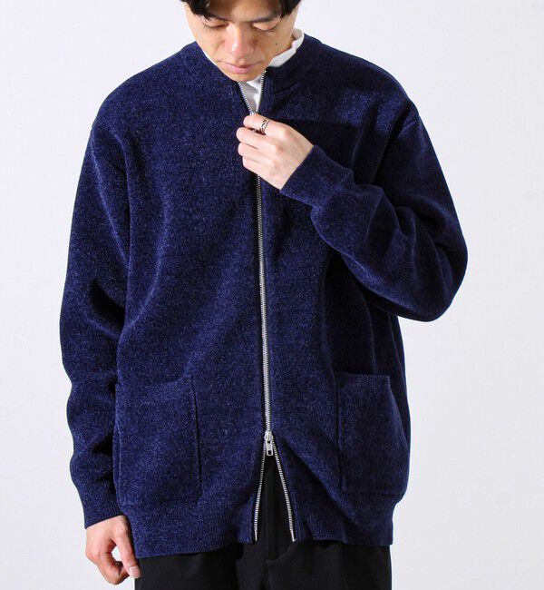 GLOSTER「【チクチクしないニットシリーズ】モールダブルフェイス クルージップカーデ」|カーディガン|