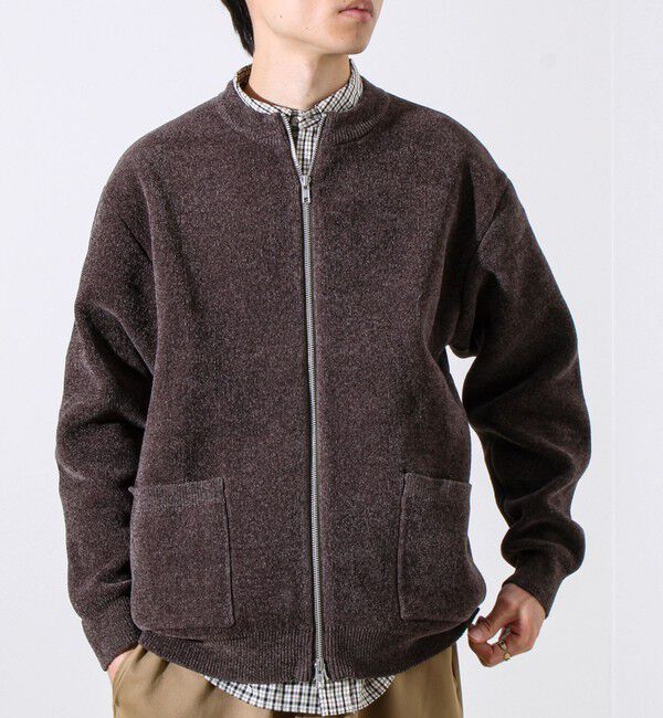 GLOSTER「【チクチクしないニットシリーズ】モールダブルフェイス クルージップカーデ」|カーディガン|モカ