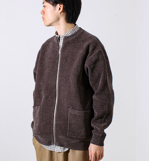 GLOSTER「【チクチクしないニットシリーズ】モールダブルフェイス クルージップカーデ」|カーディガン|
