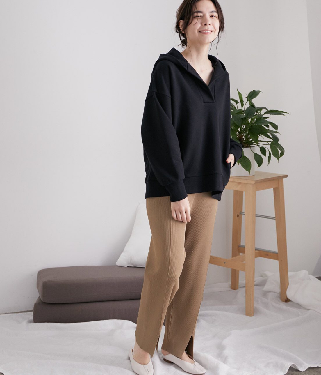 SALON adam et rope'「スキッパー裏毛フードパーカー」|パーカー|