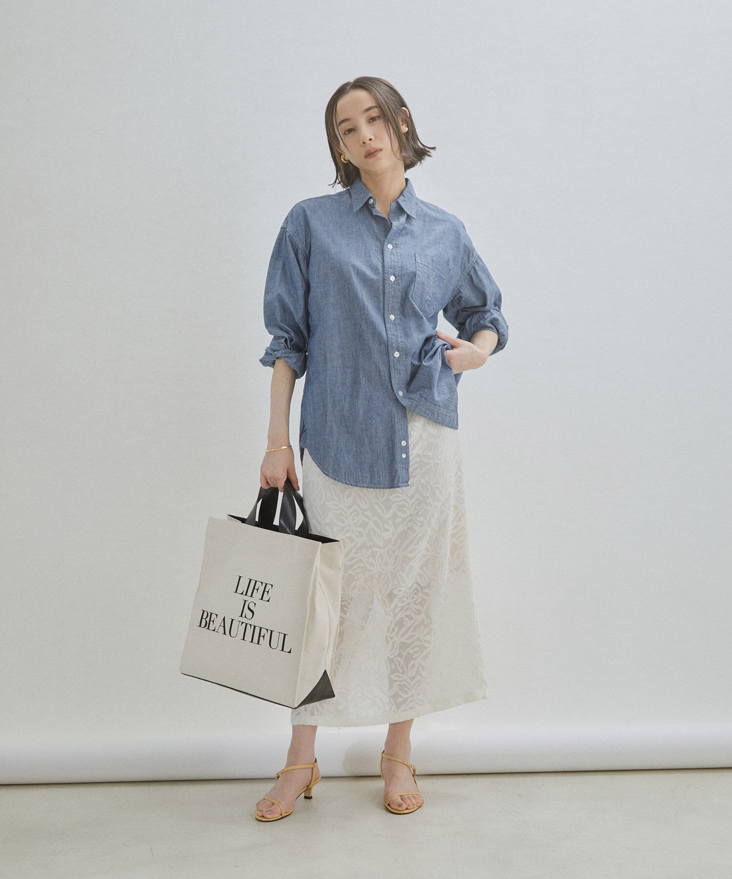 SALON adam et rope'「【セットアップ対応】シアージャガードレースタイトスカート」|スカート|