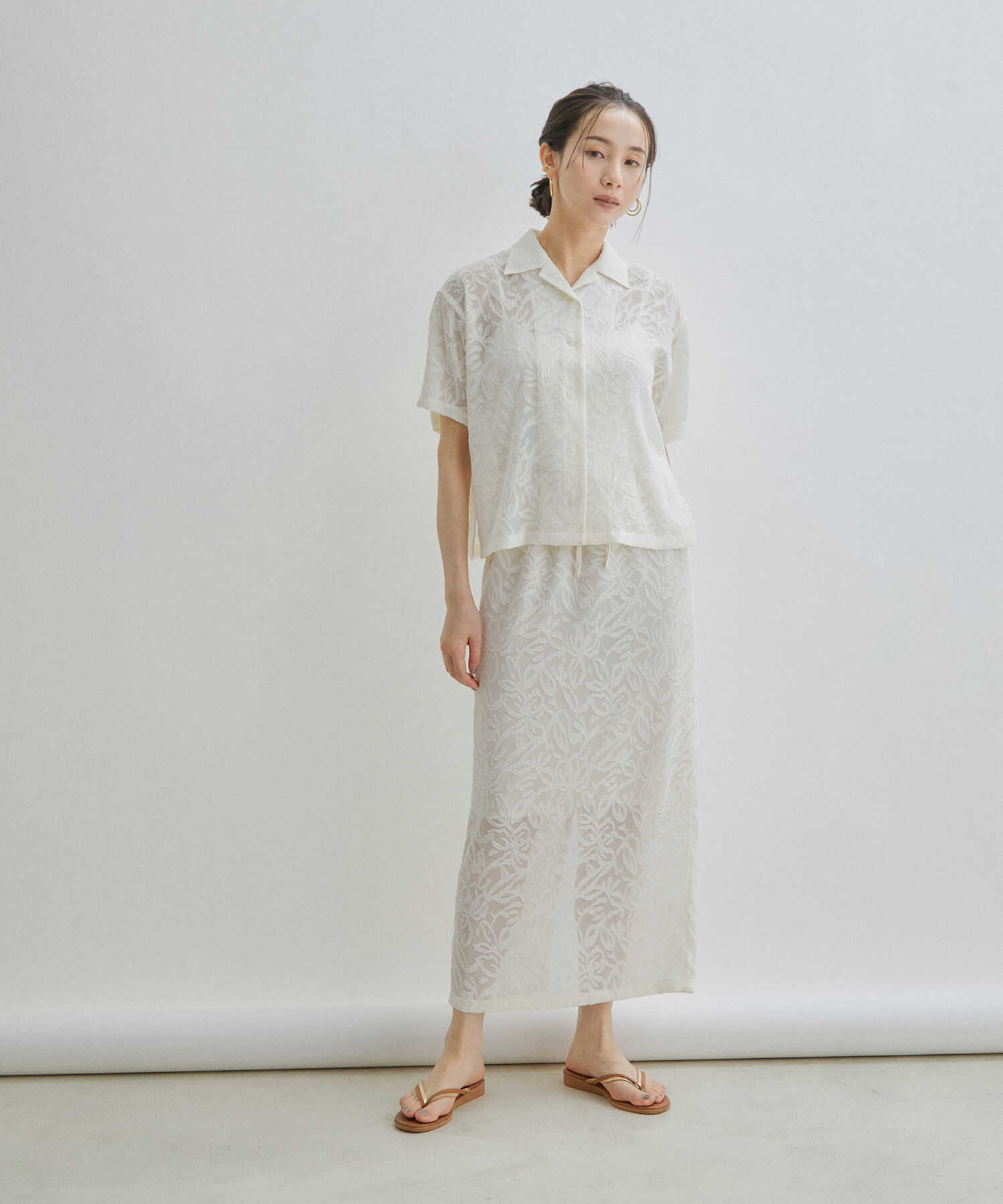 SALON adam et rope'「【セットアップ対応】シアージャガードレースタイトスカート」|スカート|