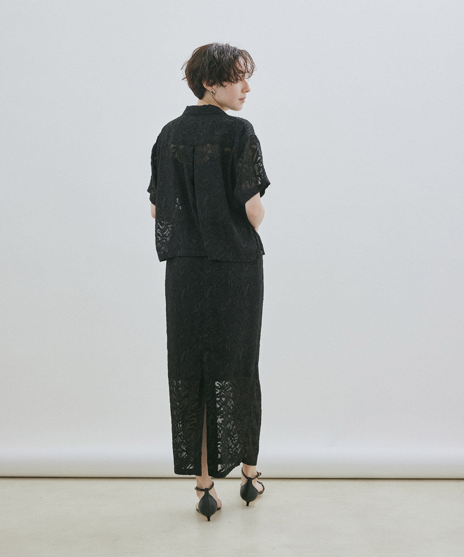 SALON adam et rope'「【セットアップ対応】シアージャガードレースタイトスカート」|スカート|