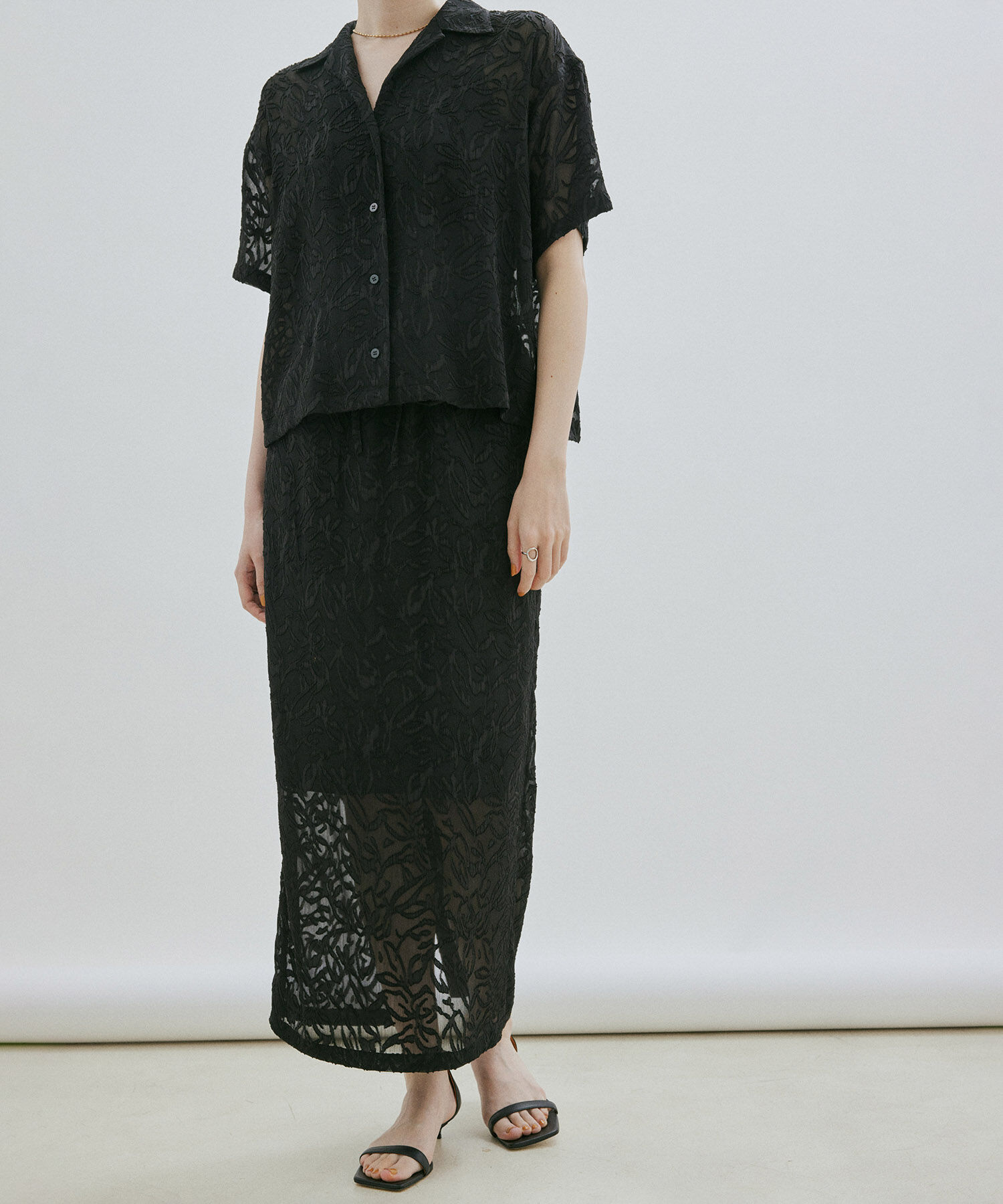 SALON adam et rope'「【セットアップ対応】シアージャガードレースタイトスカート」|スカート|